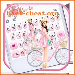 Floral Bicycle Girl Keyboard Theme icon