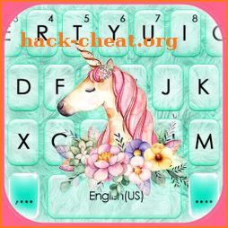 Floral Cyan Unicorn Keyboard Background icon