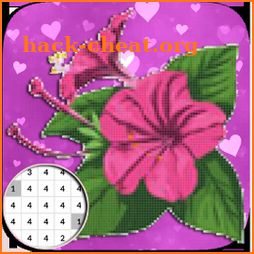Flower Purple PixelARt Coloring By Number icon