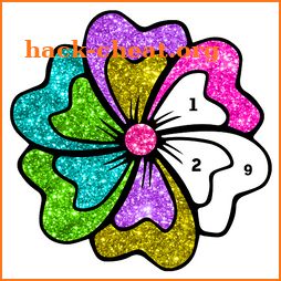 Flowers Glitter Color by Number - Paint by Numbers icon