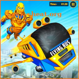 Flying Bus Robot Transform War: Robot Hero Game icon