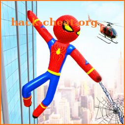Flying stickman superhero fight icon