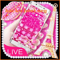 Glitter 3D Pink Eiffel Theme icon
