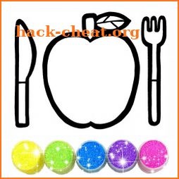 Glitter Apple cutlery set coloring for Kids icon