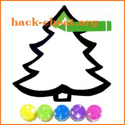 Glitter Christmas Tree coloring for kids icon