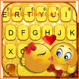 Glitter Gold Love Emojis Keyboard Theme icon