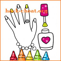 Glitter Nail Drawing Book and Coloring Game icon