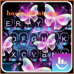 Glitter Neon Purple Butterfly Keyboard Theme icon