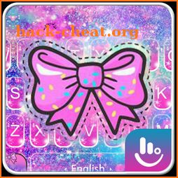 Glitter Pink Galaxy Cute Bow Keyboard Theme icon