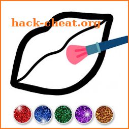 Glitter Toy Lips with Makeup Brush Set coloring icon