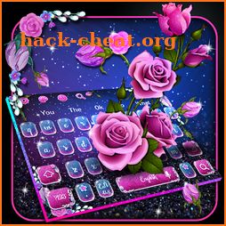 Glitter Violet Rose Flower Keyboard icon