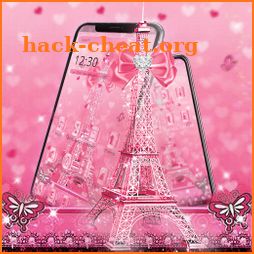 Glossy Pink  Glitter Eiffel Tower Theme icon
