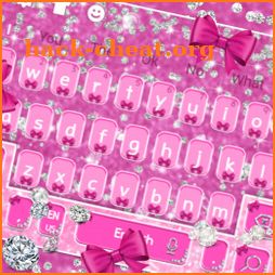 Glossy Shine Pink Bow Diamond Keyboard Theme icon