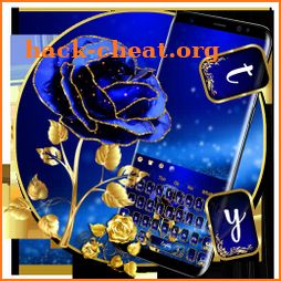 Gold and Blue Glitter Rose Keyboard Theme icon