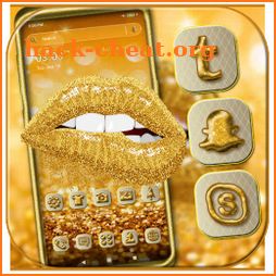 Gold Glitter Lips Launcher Theme icon