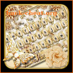 Gold Pearls Diamond Butterfly Keyboard Theme icon