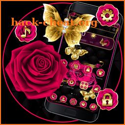 Gold Pink Rose Butterfly Theme icon