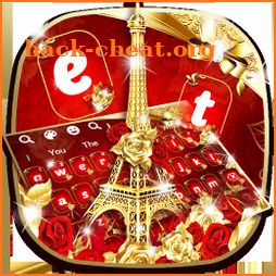 Gold Red Rose Eiffel Tower Keyboard icon