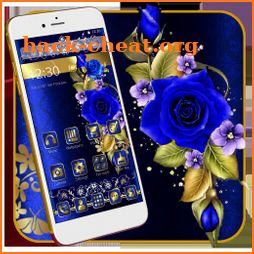 Golden Luxury Blue Flower Theme icon