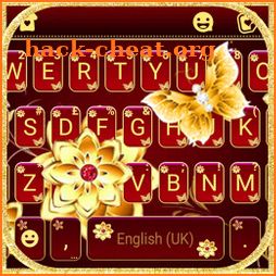 Golden Red Flowers Keyboard Background icon