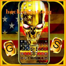 Golden Skull US Flag Keyboard Background icon