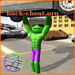 Green monster stickman rope hero icon