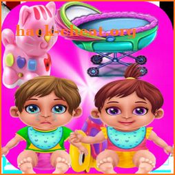 Helping care for children-girl game icon