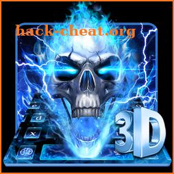 Horrible 3D Blue Flaming Skull Keyboard icon