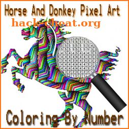 Horse And Donkey Pixel Coloring By Number icon