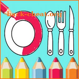 kitchen coloring book for kids icon