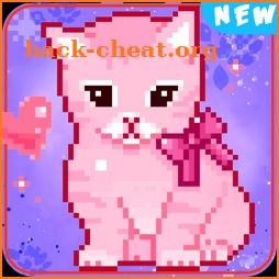 Kittypix coloring by pixels - draw sandbow art cat icon