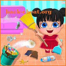 Little Girl Home Cleaning Messy House icon