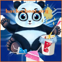 little panda house cleaning icon