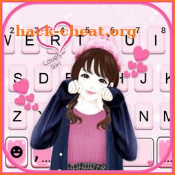 Lovely Cute Girl Keyboard Background icon