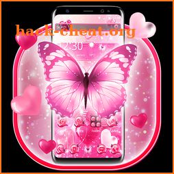 Lovely Pink Butterfly Heart Theme icon