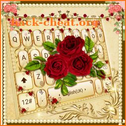 Luxurious Red Rose Golden Keyboard Theme icon