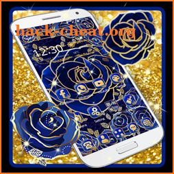Luxury Blue Gold Rose Theme icon