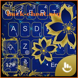 Luxury Rose Golden Blue Flower Keyboard Theme icon