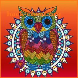 Mandala color by number -pixel art icon