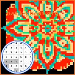 Mandala coloring - Color by number pixel art icon