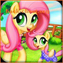 Mommy and Newborn Fluttershy Checkup and Care icon