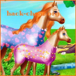 Mommy Mare & Newborn Baby Dolls Horse Care Game icon
