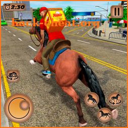 Mounted Horse Riding Pizza Guy: Food Delivery Game icon