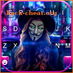 Neon Anonymous Girl Keyboard Background icon