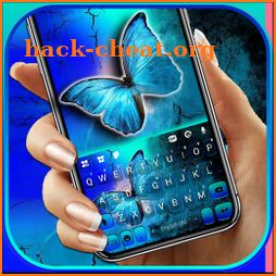 Neon Blue Butterfly Keyboard Background icon