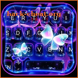 Neon Blue Butterfly Keyboard Theme icon