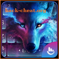 Neon Blue Dark Night Wolf Keyboard Theme icon