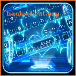 Neon Blue Heart Keyboard Theme icon