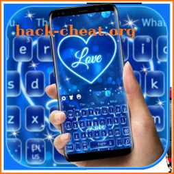 Neon Blue Love Heart Keyboard Theme icon