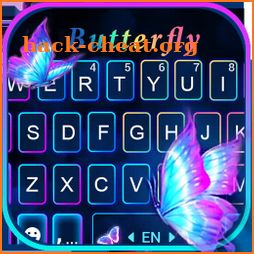 Neon Blue Pink Butterfly Keyboard Theme icon